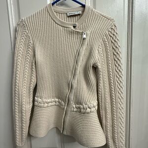 Simkhai Women's Cream Knit Peplum Jacket/Sweater